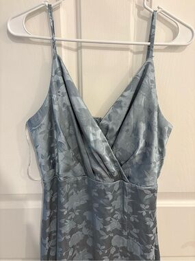 Light Blue Floral Satin Dress